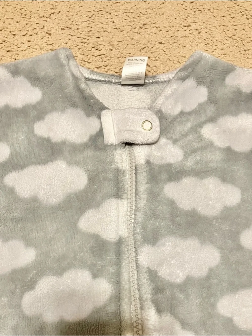 HB Sleep Sack Fleece Grey & White Cloud Print Wearable Blanket Baby Size 18-24 M
